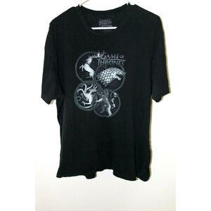 Game of Thrones Black Graphic Four House Sigil Short Sleeve T-shirt Size XL